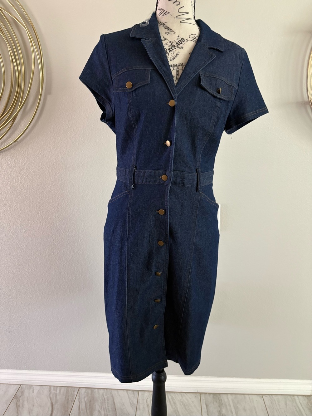 Shelby & Palmer Navy Blue Denim Shirt Dress